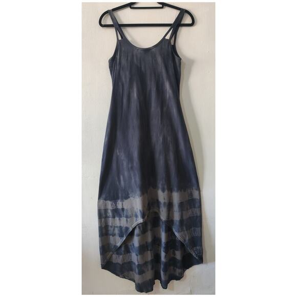 Athleta Maxi Dress Tie-Dye Black High-Low Size Small Sleeveless Inner Bra - Picture 1 of 6
